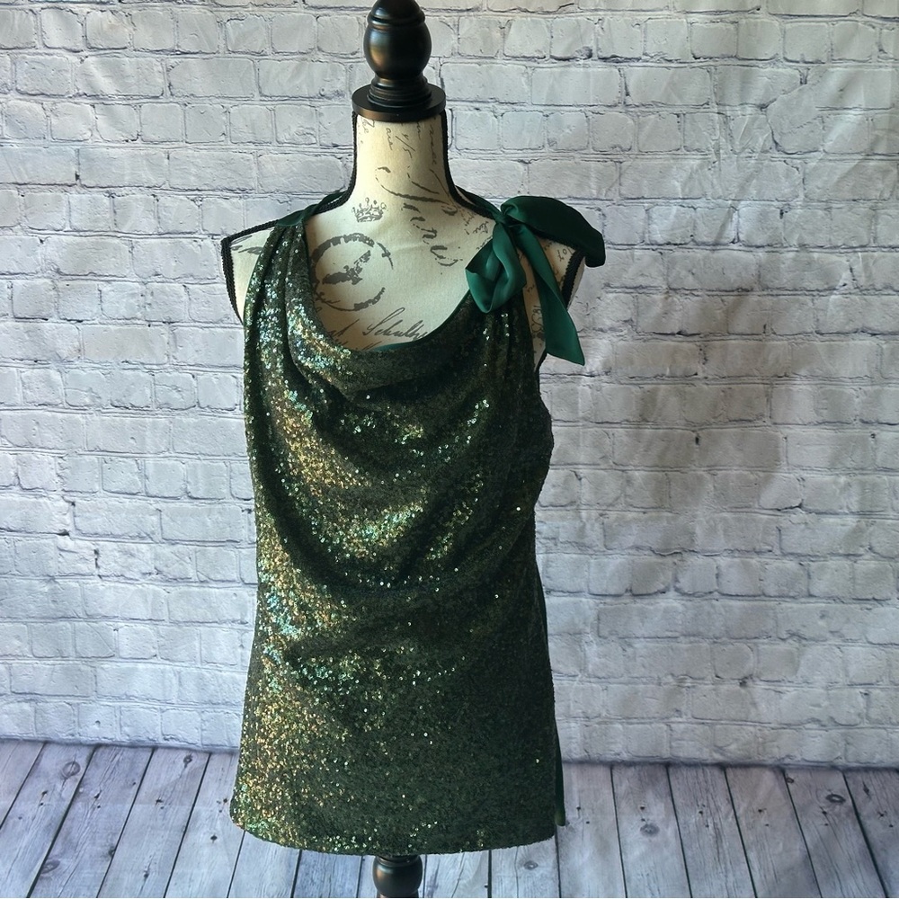 Preowned_JLO Green Sequin with Satin Bow Detail